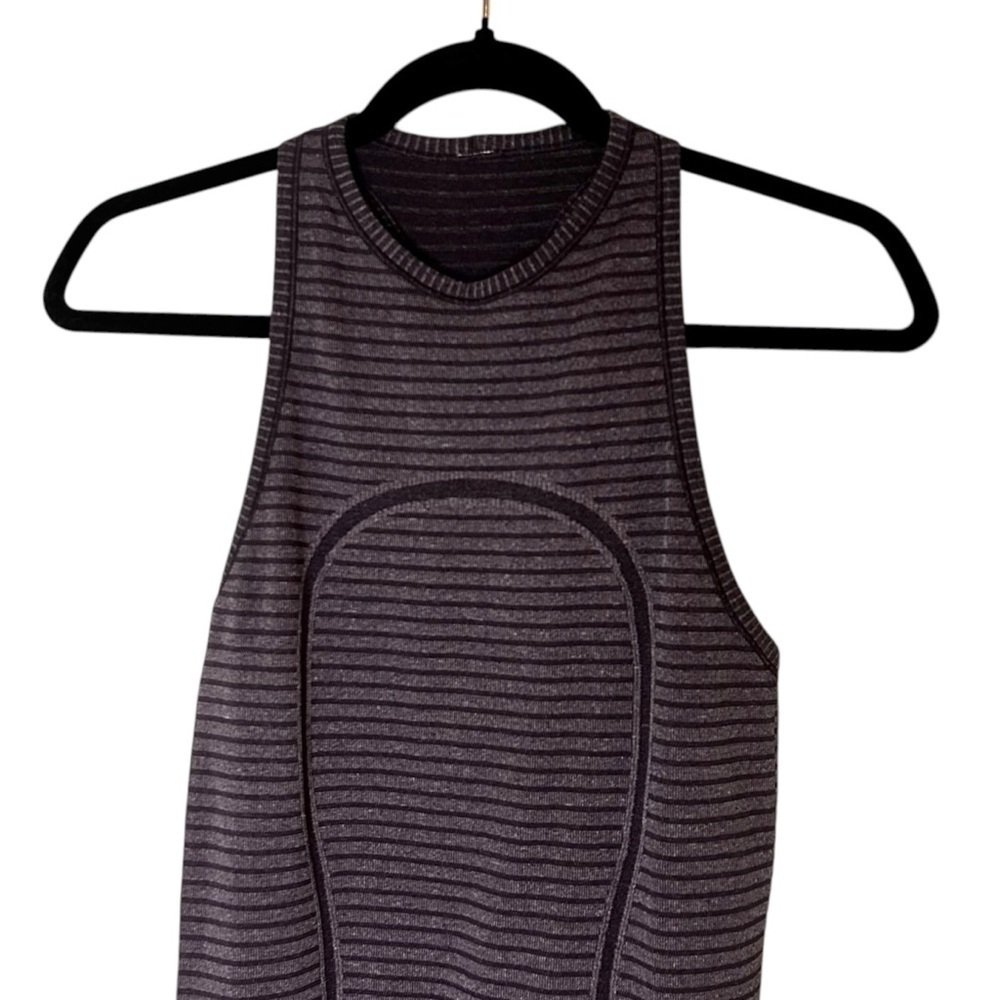 Lululemon Run: Swiftly Tech Tank- High Neck Striped Athletic Tank- Size 4 - Picture 2 of 10